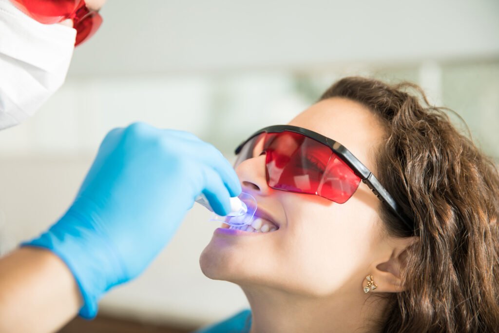 A picture of a woman during a Dental Cleaning in Brentwood.