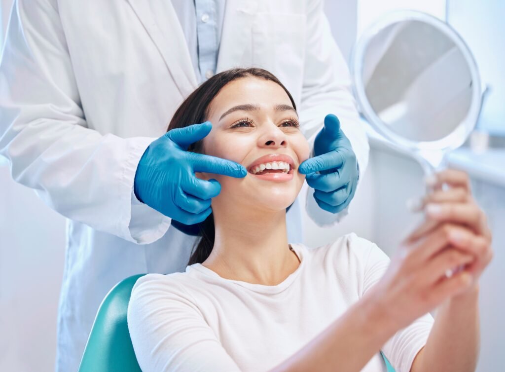 Current image: A woman experiencing relief after benefiting from Bite Correction for headaches in Brentwood.